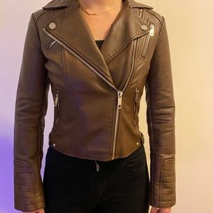 Dynamite Brown Faux Leather Moto Jacket